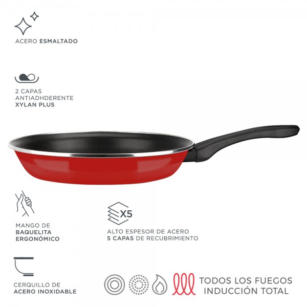 Sarten de acero aisi 430 optimax roja ø30 cm